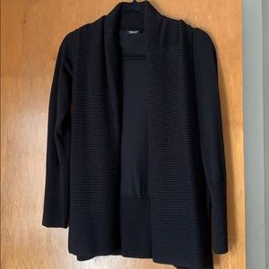 Black fold over neck cardigan